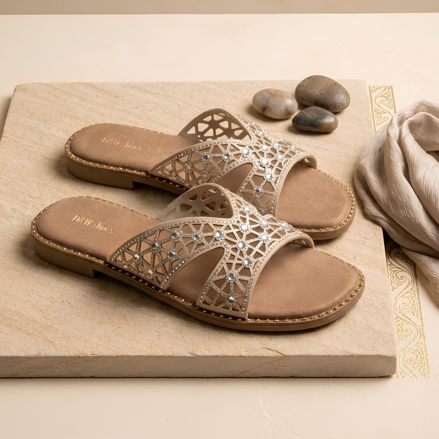 Embellished Strap Flats