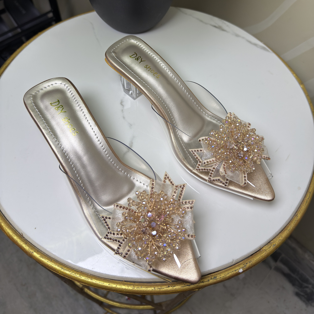 Golden Crystal Transparent Heels