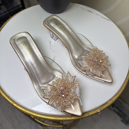 Golden Crystal Transparent Heels