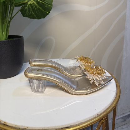 Golden Crystal Transparent Heels