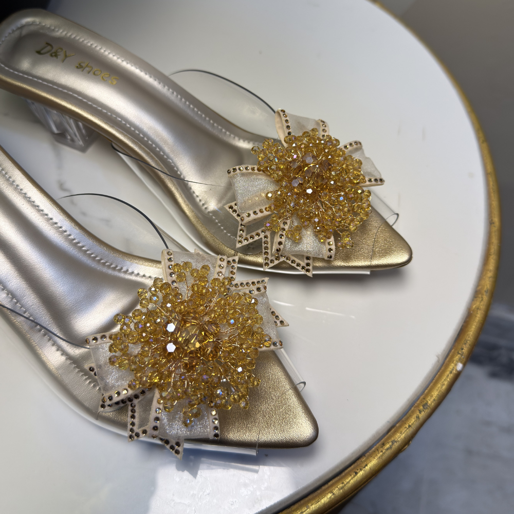 Golden Crystal Transparent Heels