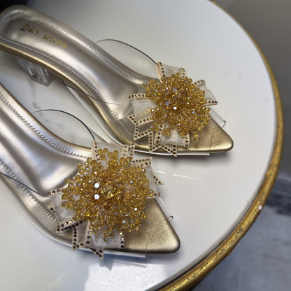 Golden Crystal Transparent Heels