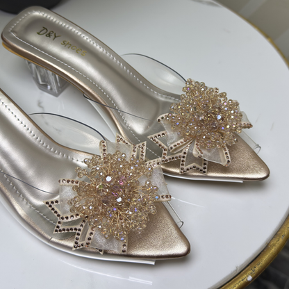 Golden Crystal Transparent Heels