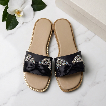 Black Luxe Bow Flats