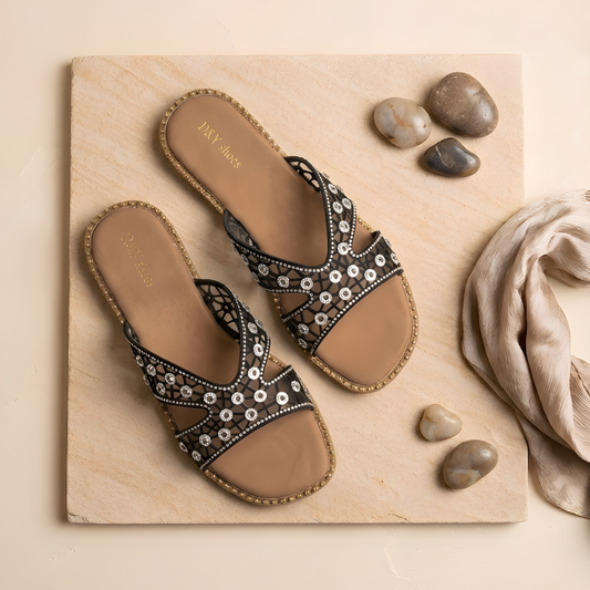 Embellished Strap Flats